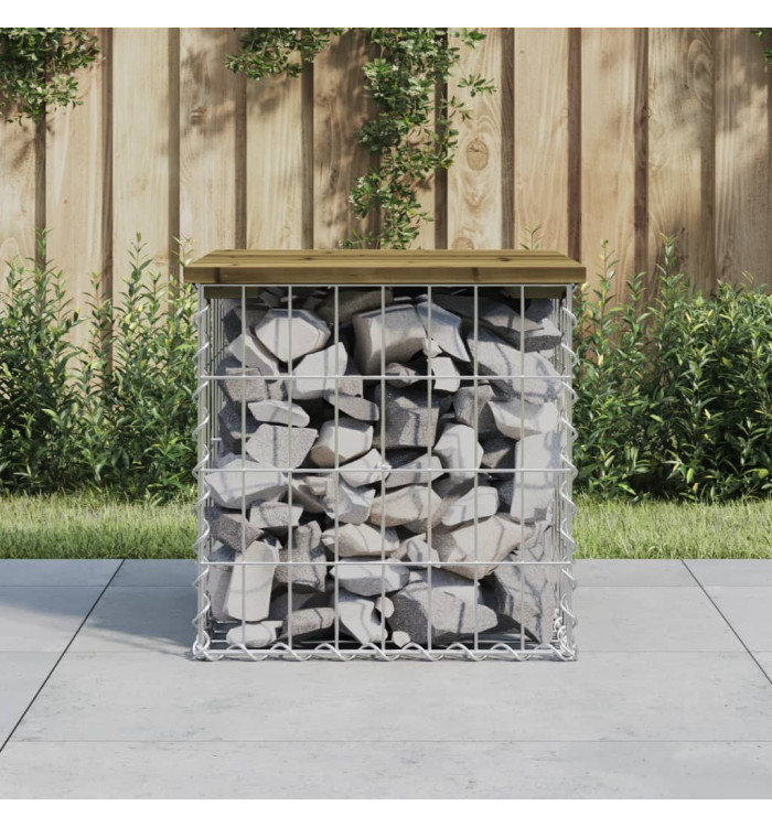 Banc de jardin design gabion 43x44x42 cm bois de pin imprégné | Mobilier & Déco