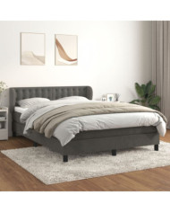 Sommier à lattes de lit et matelas Gris foncé 140x190cm Velours | Mobilier & Déco