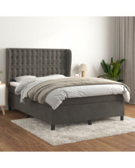 Sommier à lattes de lit et matelas Gris foncé 140x190cm Velours | Mobilier & Déco