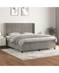 Sommier à lattes de lit et matelas Gris clair 160x200cm Velours | Mobilier & Déco