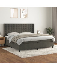 Sommier à lattes de lit et matelas Gris foncé 200x200cm Velours | Mobilier & Déco