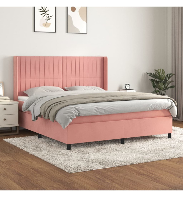 Sommier à lattes de lit avec matelas Rose 180x200 cm Velours | Mobilier & Déco