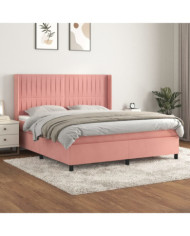 Sommier à lattes de lit avec matelas Rose 180x200 cm Velours | Mobilier & Déco