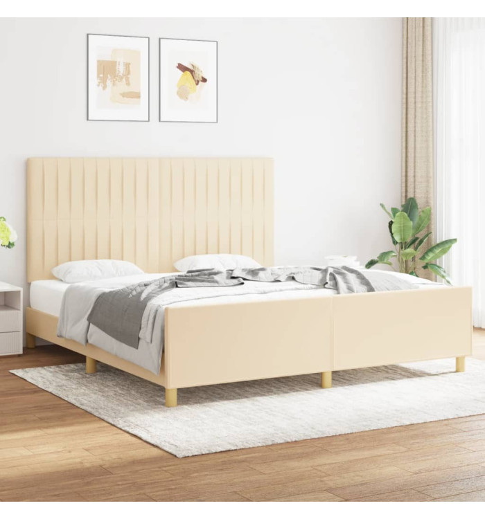 Cadre de lit sans matelas crème 180x200 cm tissu | Mobilier & Déco