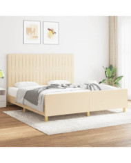Cadre de lit sans matelas crème 180x200 cm tissu | Mobilier & Déco