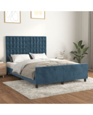 Cadre de lit sans matelas bleu foncé 140x190 cm velours | Mobilier & Déco