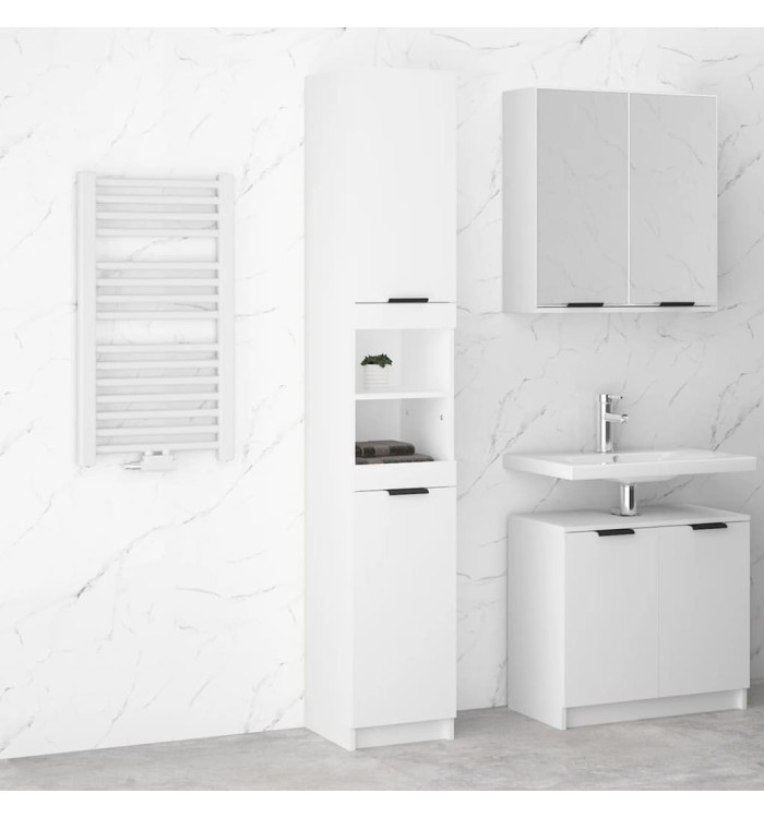 Armoire de salle de bain blanc 32x34x188,5 cm bois d'ingénierie | Mobilier & Déco