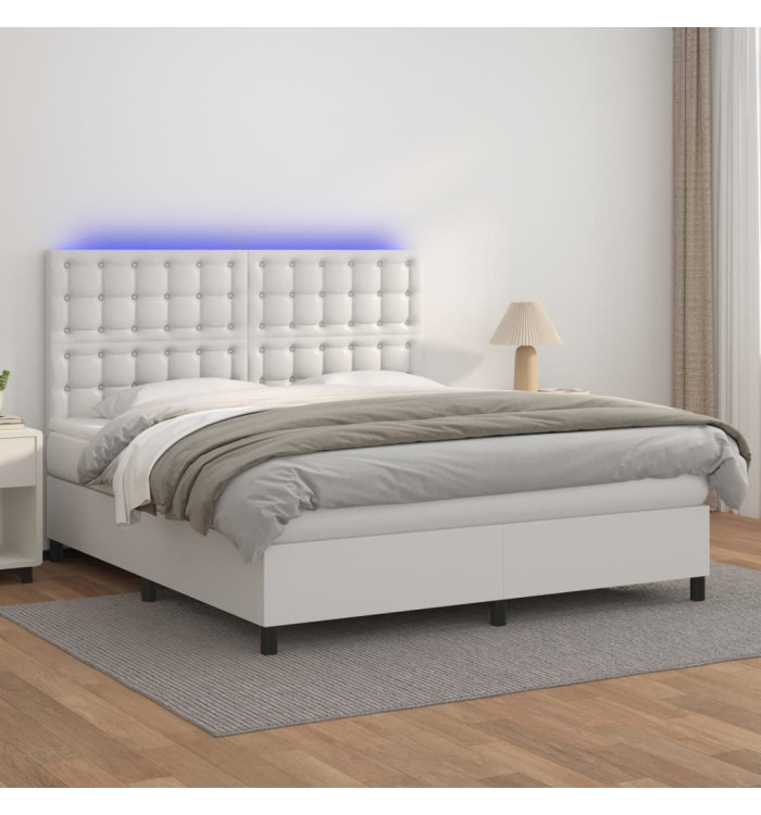 Sommier à lattes de lit avec matelas et LED Blanc 160x200 cm | Mobilier & Déco