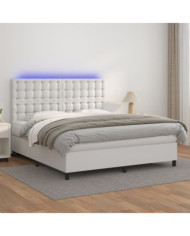 Sommier à lattes de lit avec matelas et LED Blanc 160x200 cm | Mobilier & Déco