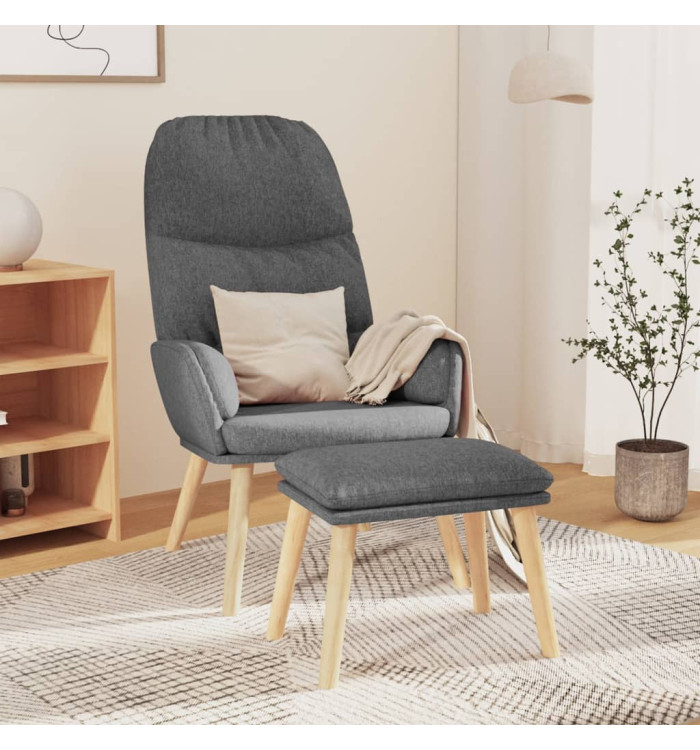 Chaise de relaxation avec tabouret Gris clair Tissu | Mobilier & Déco