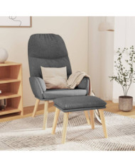 Chaise de relaxation avec tabouret Gris clair Tissu | Mobilier & Déco