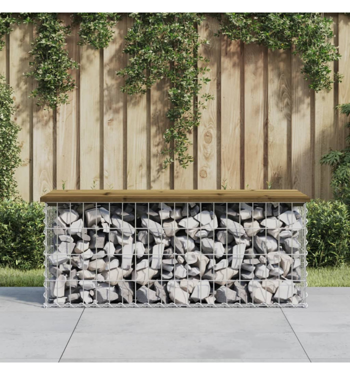 Banc de jardin design gabion 103x44x42 cm bois de pin imprégné | Mobilier & Déco
