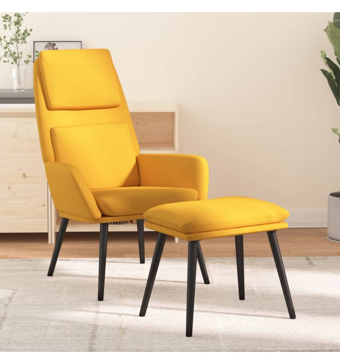 Chaise de détente et repose-pied Jaune moutarde Tissu | Mobilier & Déco