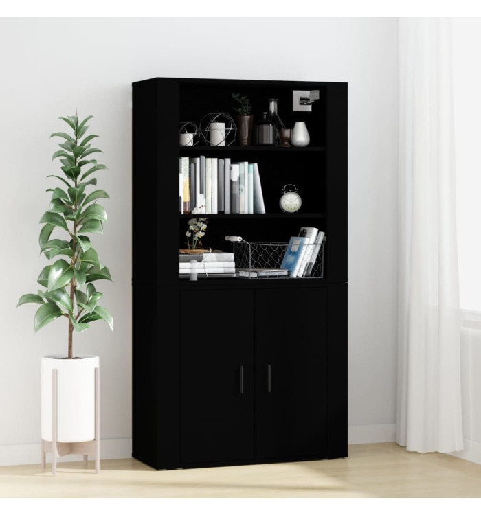 Buffet haut Noir Bois d'ingénierie | Mobilier & Déco