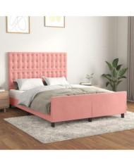 Cadre de lit sans matelas rose 140x190 cm velours | Mobilier & Déco