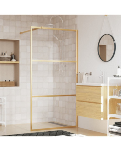 Paroi de douche avec verre ESG transparent doré 115x195 cm | Mobilier & Déco