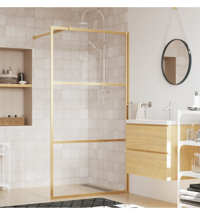 Paroi de douche avec verre ESG transparent doré 115x195 cm | Mobilier & Déco