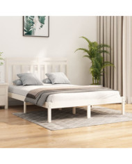 Cadre de lit sans matelas blanc 150x200 cm bois massif | Mobilier & Déco