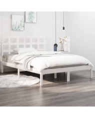 Cadre de lit sans matelas blanc 150x200 cm bois massif | Mobilier & Déco