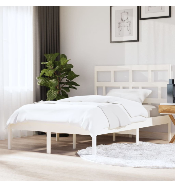 Cadre de lit sans matelas blanc bois de pin massif | Mobilier & Déco