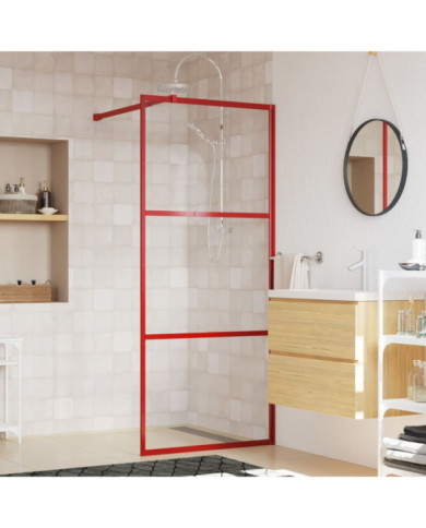 Paroi de douche avec verre ESG transparent rouge 80x195 cm | Mobilier & Déco
