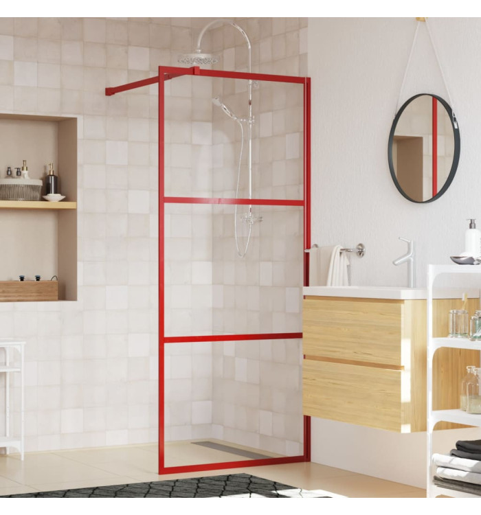 Paroi de douche avec verre ESG transparent rouge 80x195 cm | Mobilier & Déco