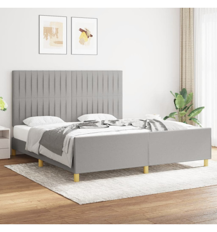 Cadre de lit sans matelas gris clair 180x200 cm tissu | Mobilier & Déco