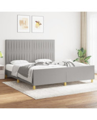 Cadre de lit sans matelas gris clair 180x200 cm tissu | Mobilier & Déco