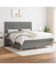Sommier à lattes de lit avec matelas Gris foncé 180x200cm Tissu | Mobilier & Déco