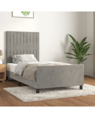 Cadre de lit sans matelas gris clair 90x200 cm velours | Mobilier & Déco
