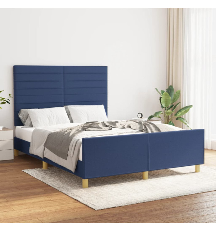 Cadre de lit sans matelas bleu 140x200 cm tissu | Mobilier & Déco