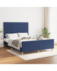 Cadre de lit sans matelas bleu 140x200 cm tissu | Mobilier & Déco