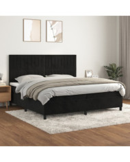 Sommier à lattes de lit et matelas Noir 200x200 cm Velours | Mobilier & Déco