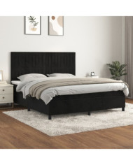 Sommier à lattes de lit avec matelas Noir 180x200 cm Velours | Mobilier & Déco