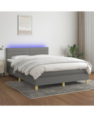 Sommier à lattes de lit et matelas et LED Gris foncé 140x200 cm | Mobilier & Déco