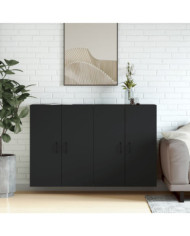 Armoires murales 2 pcs noir bois d'ingénierie | Mobilier & Déco