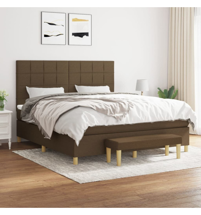 Sommier à lattes de lit avec matelas Marron foncé 180x200 cm | Mobilier & Déco