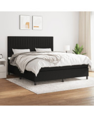 Sommier à lattes de lit avec matelas Noir 180x200 cm Tissu | Mobilier & Déco
