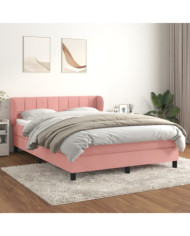 Sommier à lattes de lit avec matelas Rose 140x190 cm Velours | Mobilier & Déco