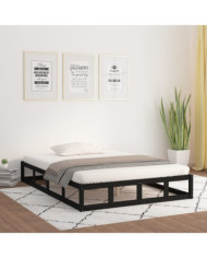 Cadre de lit sans matelas noir 180x200 cm bois massif | Mobilier & Déco