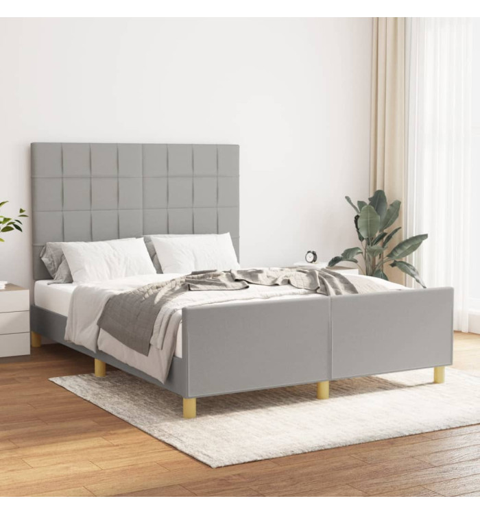 Cadre de lit sans matelas gris clair 140x200 cm tissu | Mobilier & Déco
