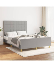 Cadre de lit sans matelas gris clair 140x200 cm tissu | Mobilier & Déco