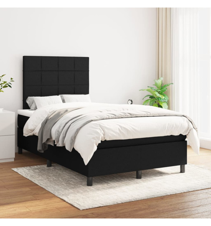 Sommier à lattes de lit avec matelas Noir 120x200 cm Tissu | Mobilier & Déco