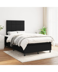 Sommier à lattes de lit avec matelas Noir 120x200 cm Tissu | Mobilier & Déco