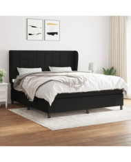 Sommier à lattes de lit avec matelas Noir 180x200 cm Tissu | Mobilier & Déco