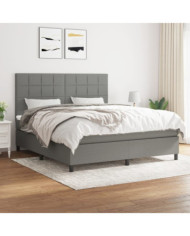 Sommier à lattes de lit avec matelas Gris foncé 180x200cm Tissu | Mobilier & Déco