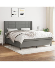 Sommier à lattes de lit avec matelas Gris foncé 180x200cm Tissu | Mobilier & Déco
