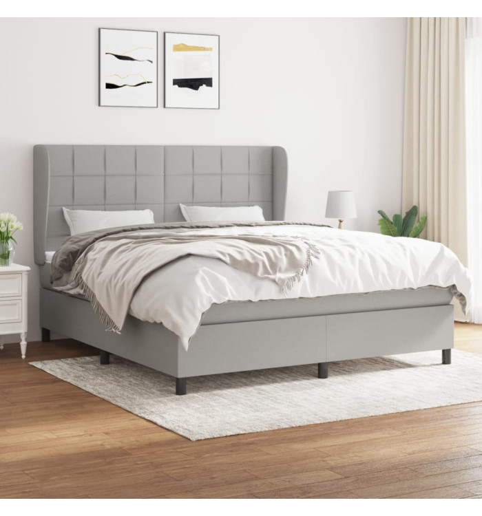 Sommier à lattes de lit avec matelas Gris clair 180x200cm Tissu | Mobilier & Déco