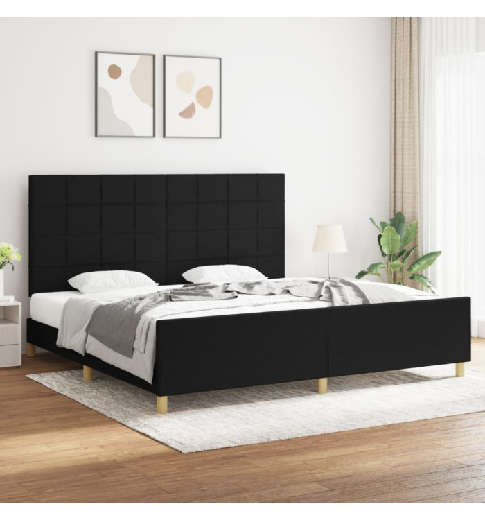Cadre de lit sans matelas noir 200x200 cm tissu | Mobilier & Déco