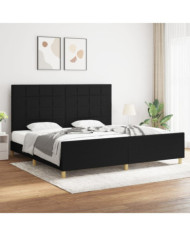 Cadre de lit sans matelas noir 200x200 cm tissu | Mobilier & Déco
